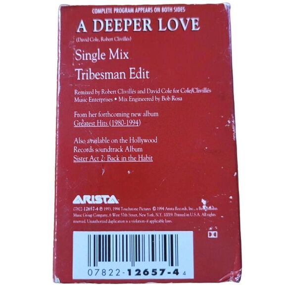 Vintage Aretha Franklin ‎A Deeper Love Cassette Music Tape Retro 90s 1994 - Picture 3 of 3
